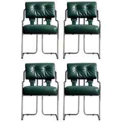 Brand New Emerald Green Leather Tucroma Chairs by Guido Faleschini for Mariani