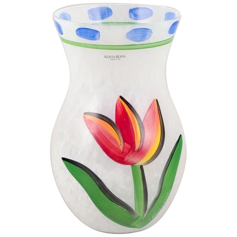 Ulrica Hydman Vallien (1938-2018) pour Kosta Boda. Vase Tulip en verre d'art