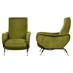 Pair Mid Century Italian Reclining Lounge Chairs