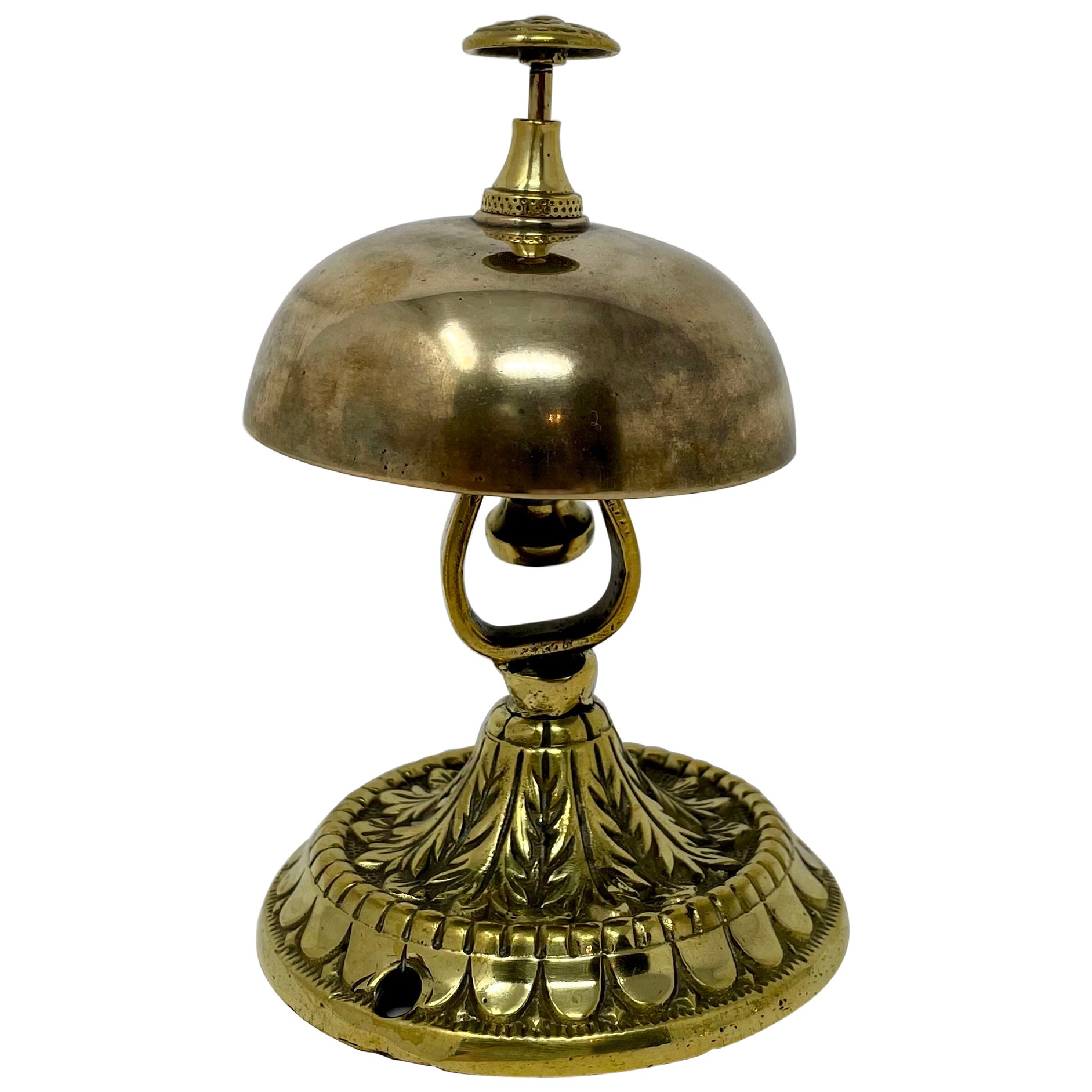 Antique English Victorian Brass Desk Bell, Circa 1880's. For Sale
