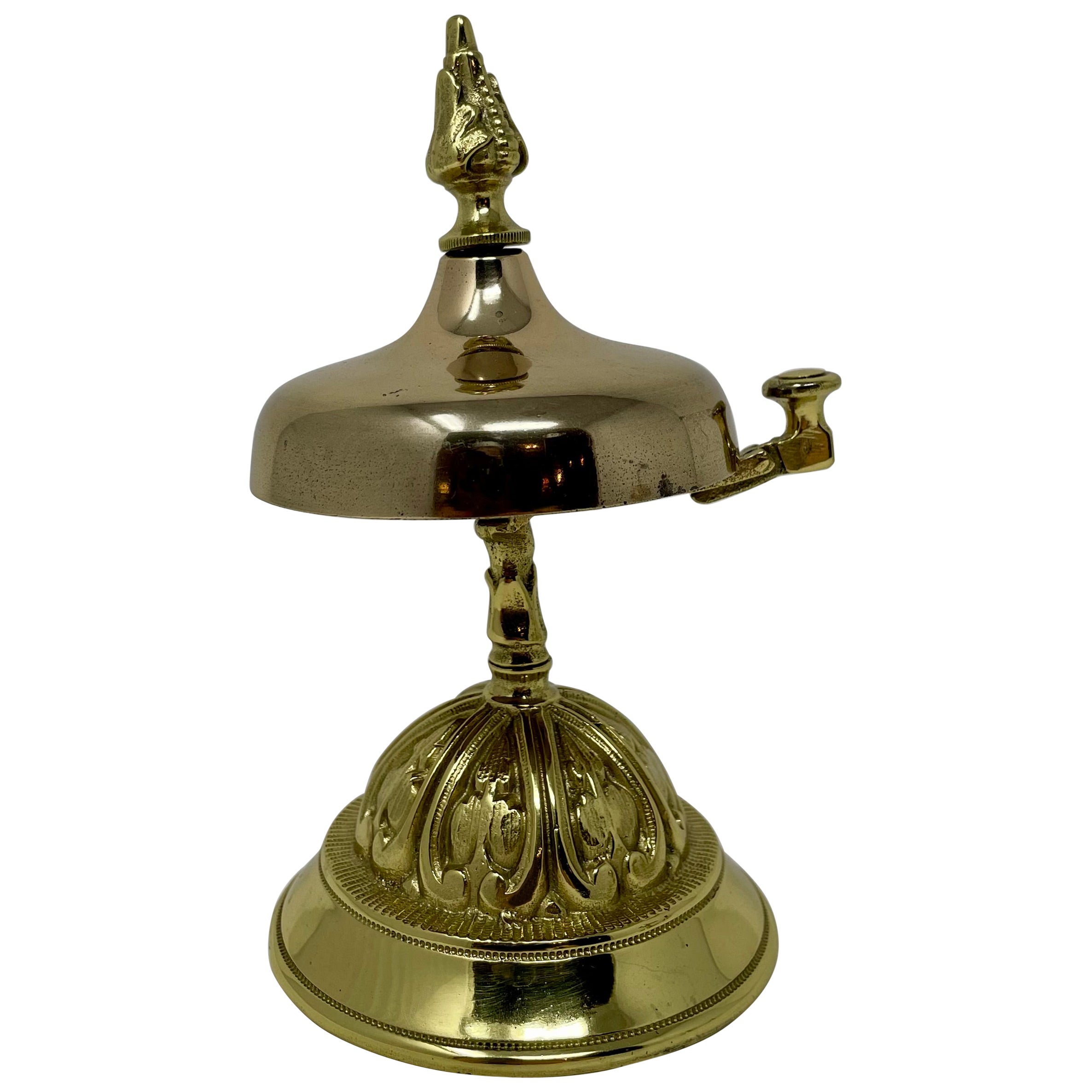 Bell de bureau victorienne anglaise ancienne en laiton, vers 1880-1890.