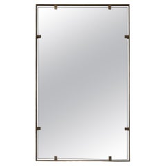 Vintage Italian Modernist Brass Mirror , 1960's