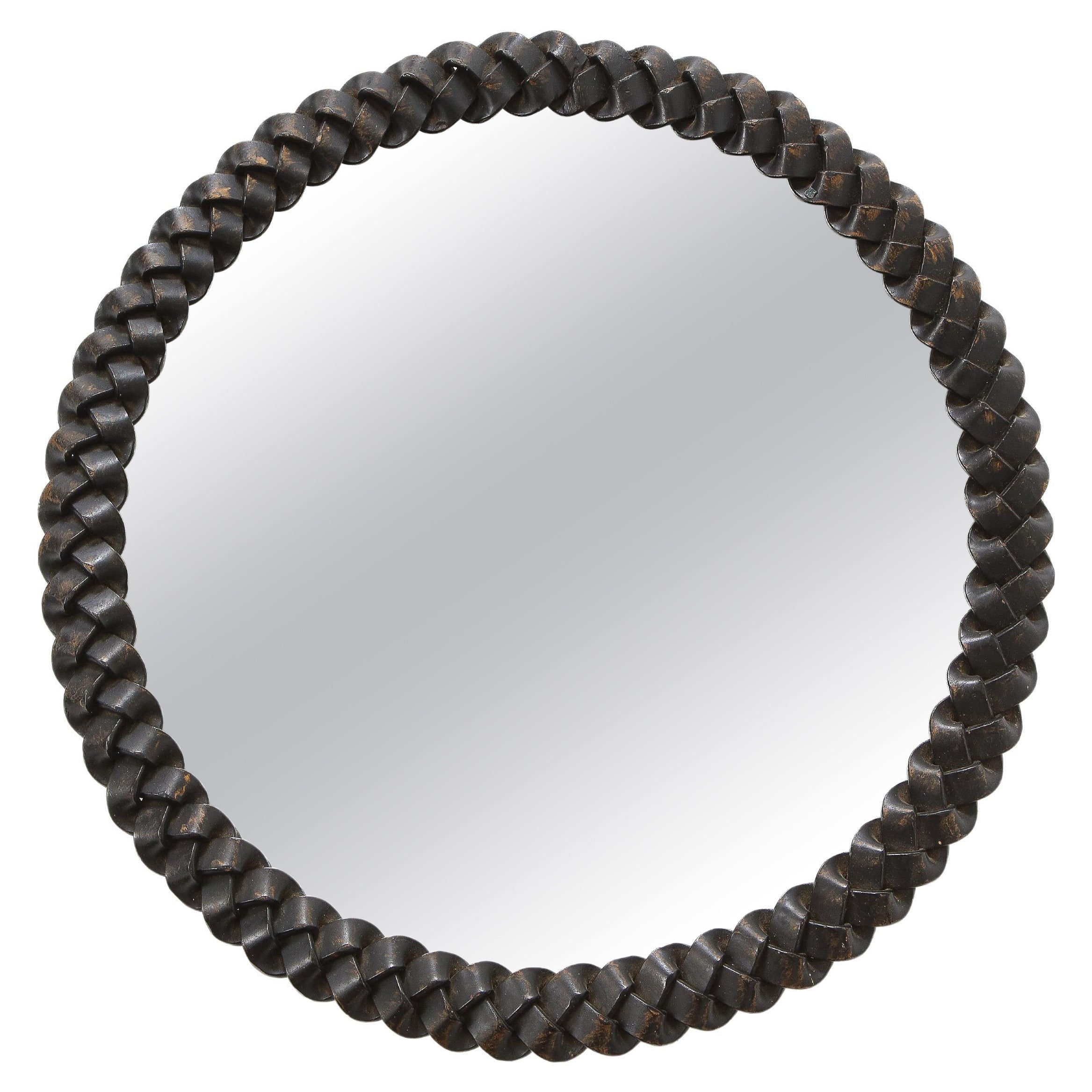 Atelier Marolles Style Braided Iron Mirror, France, c. 1950 For Sale