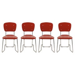 Vintage Set of 4 Stacking Chairs by Armin Wirth and Aluflex, 1950s 