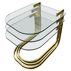 Mid-Century Brass and Glass Nesting Tables attributed to DIA