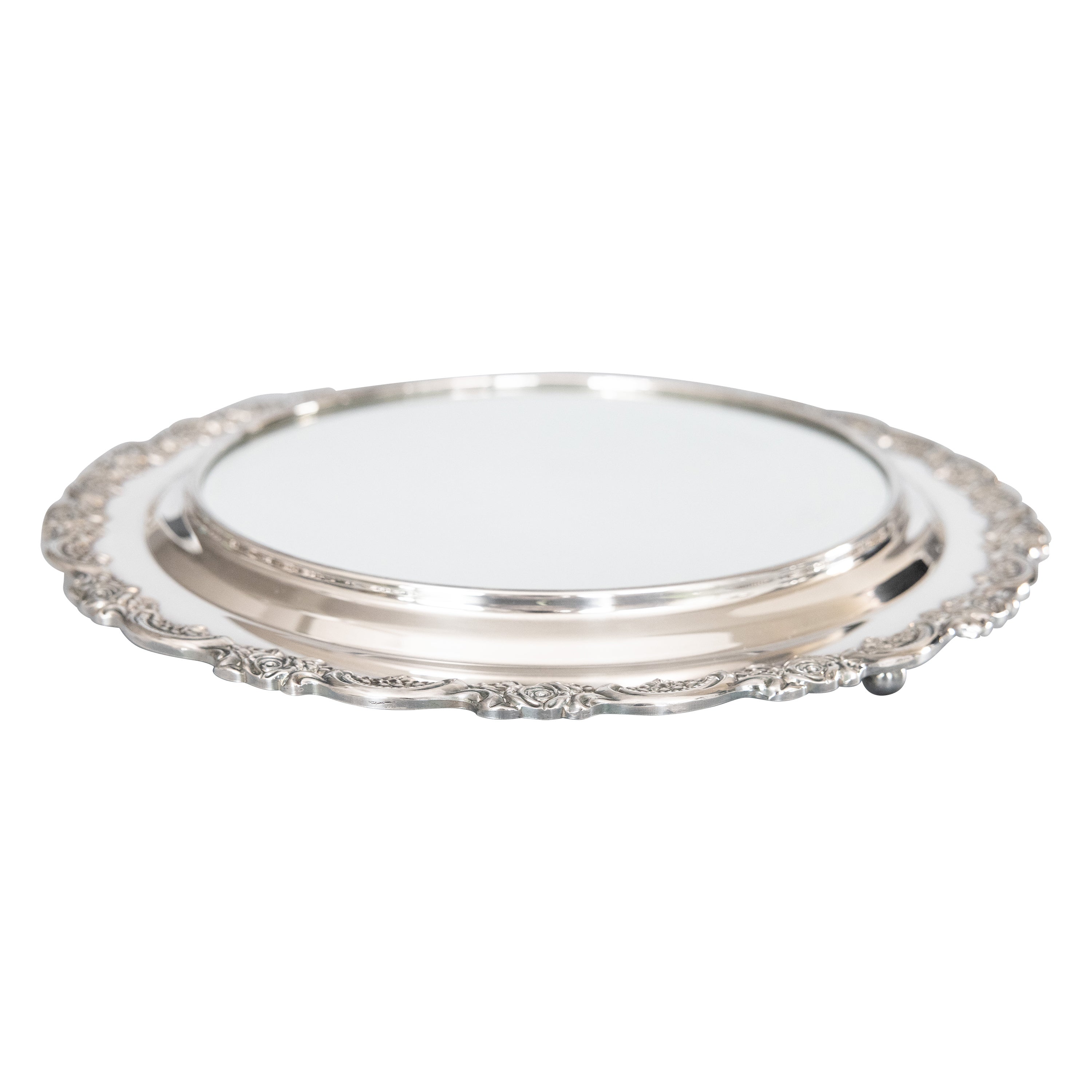 Vintage Silver Plate Mirror Plateau Tray, circa 1950 For Sale