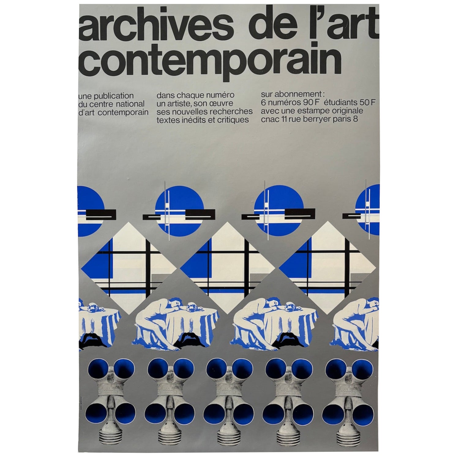 Affiche originale de Jean Widmer, "Archives De L'art Contemporain", C.C. 1970 
