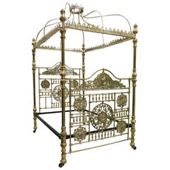 Used Magnificent All Brass Crown and Canopy Four Poster Bed M4P50