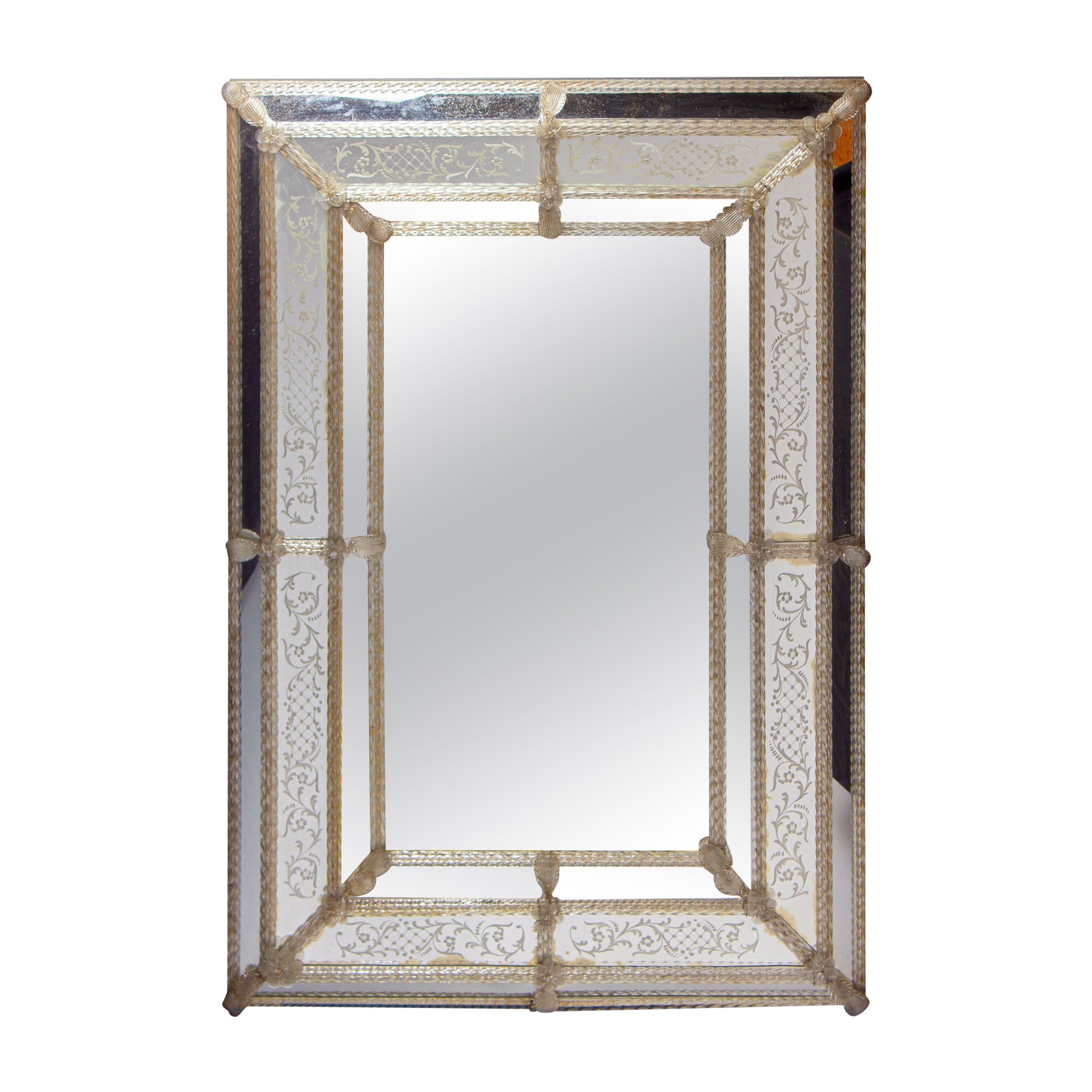 Superb Mid-Century Venetian Mirror Murano 1960' For Sale