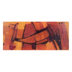 Leif Tingkær, pintor danés. Óleo sobre tabla. Composición abstracta. 1970s