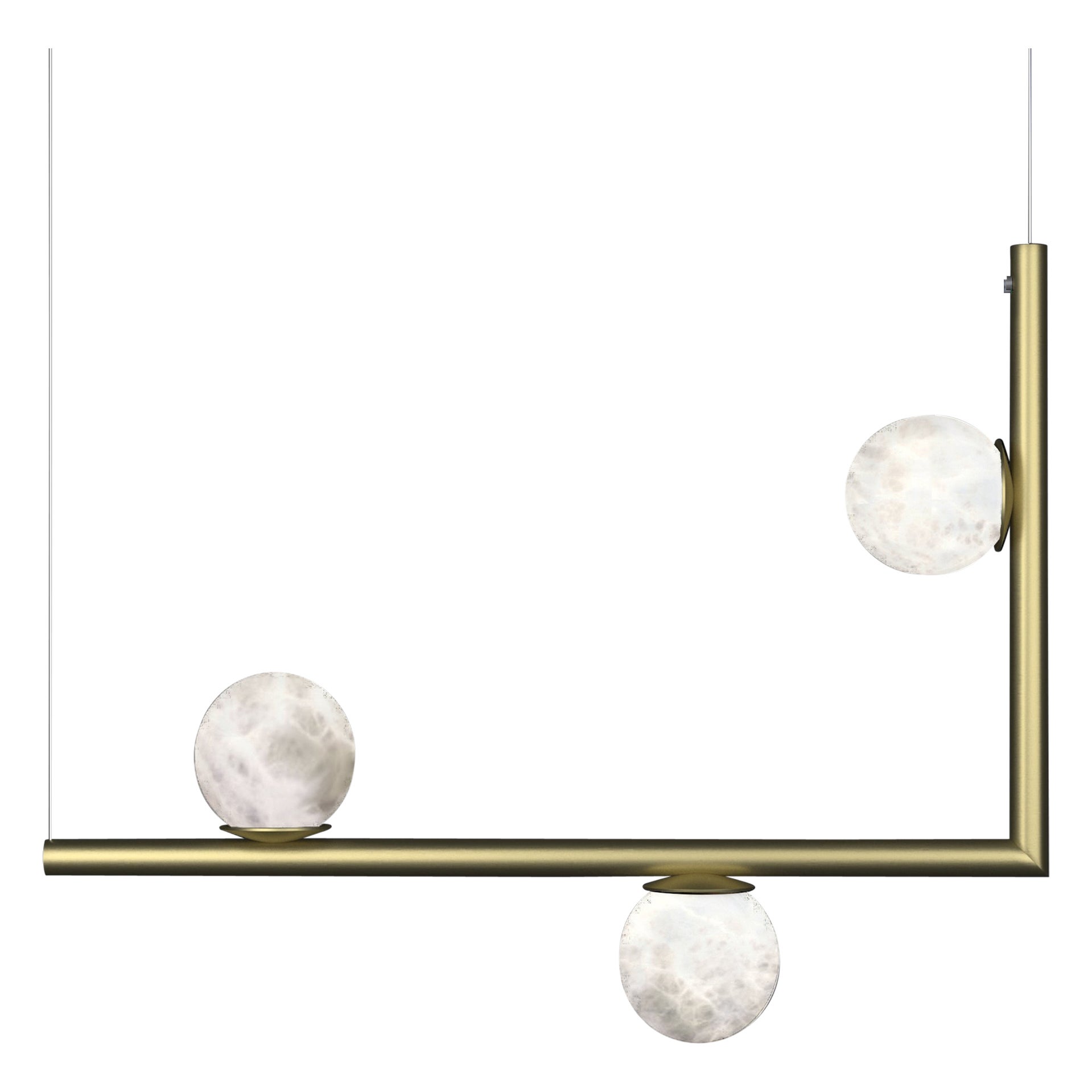 Ofione 1 Brushed Brass Pendant Lamp by Alabastro Italiano For Sale