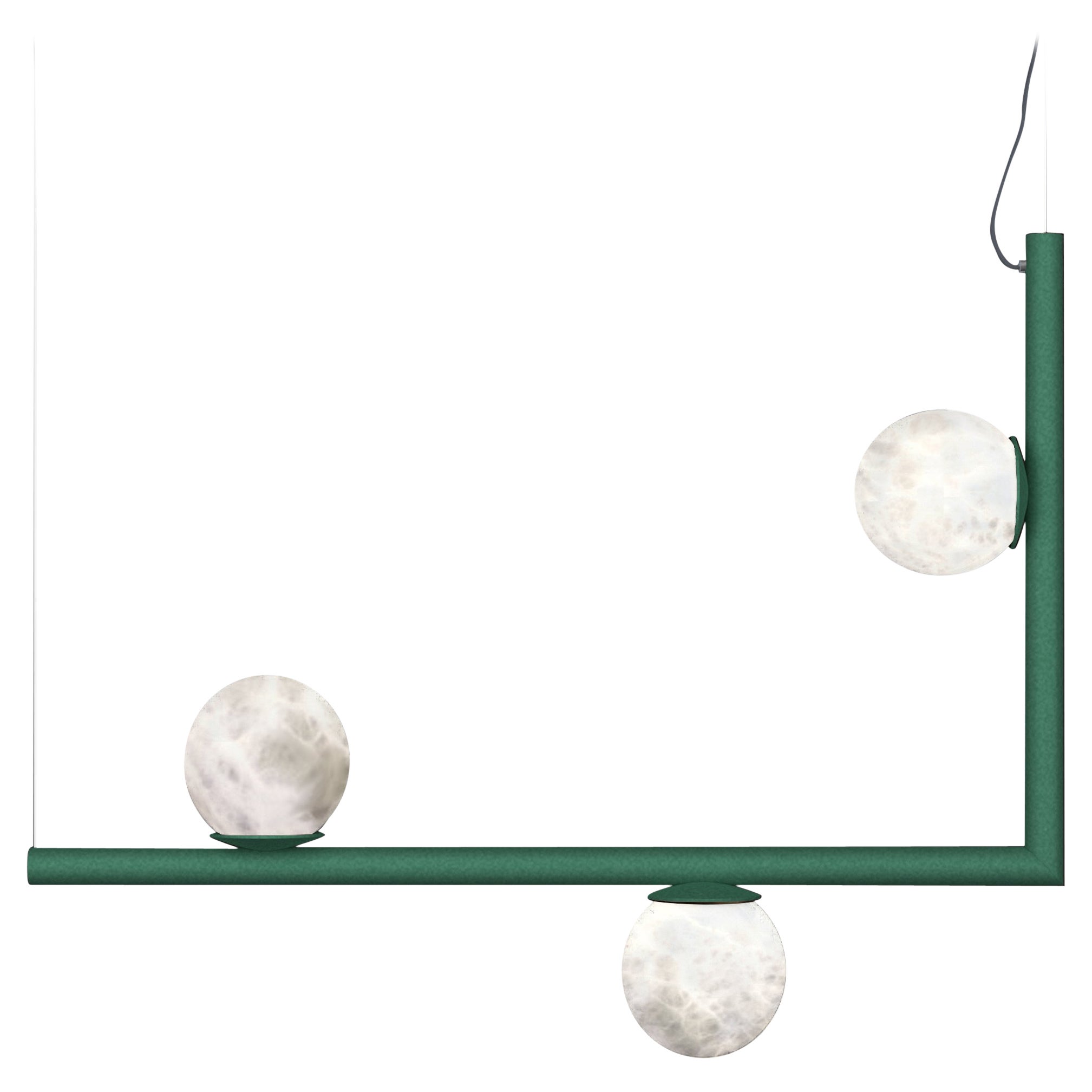 Ofione 1 Freedom Green Metal Pendant Lamp by Alabastro Italiano For Sale