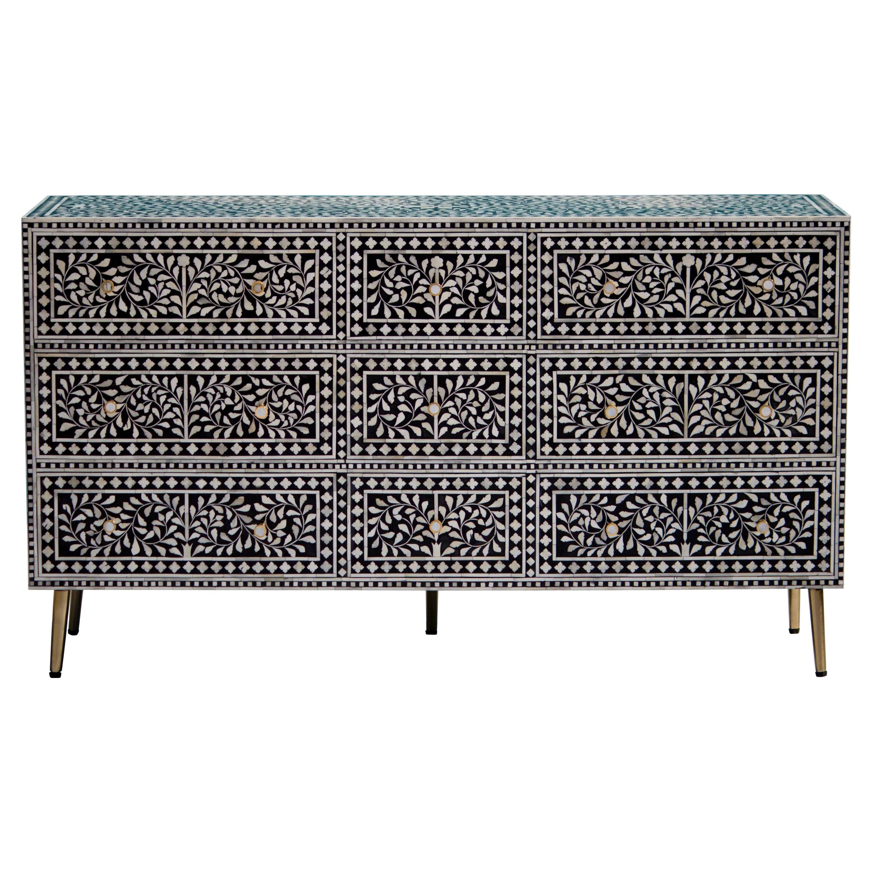 Springtime Mid Century Neun Schubladen Kommode