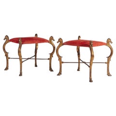 Par de tabourets en métal doré