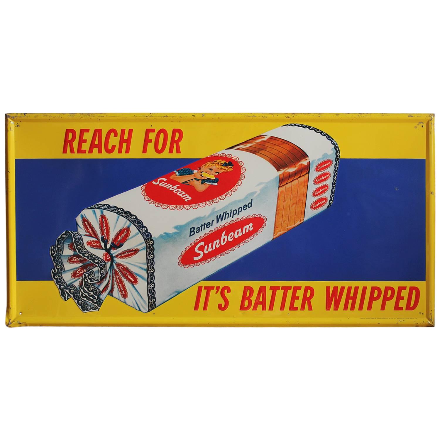 Original 1960s Metal Advertising Sign for Sunbeam Bread For Sale