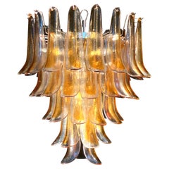 Lampadario vintage italiano di Murano con petali di vetro ambrato, anni '70