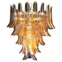 Italian Vintage Murano Chandelier with Amber Glass Petals, 1970s