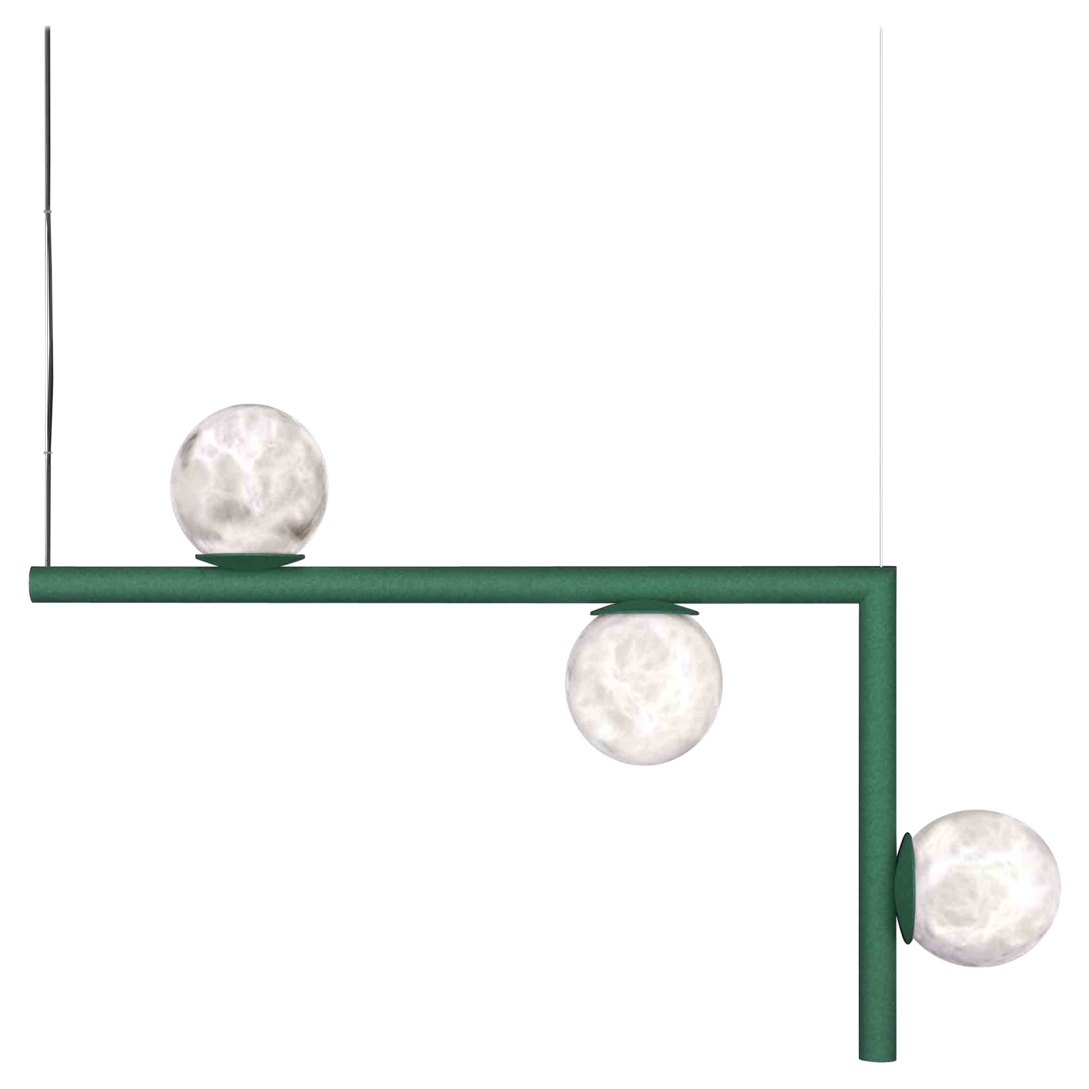 Ofione 2 Freedom Green Metal Pendant Lamp by Alabastro Italiano For Sale