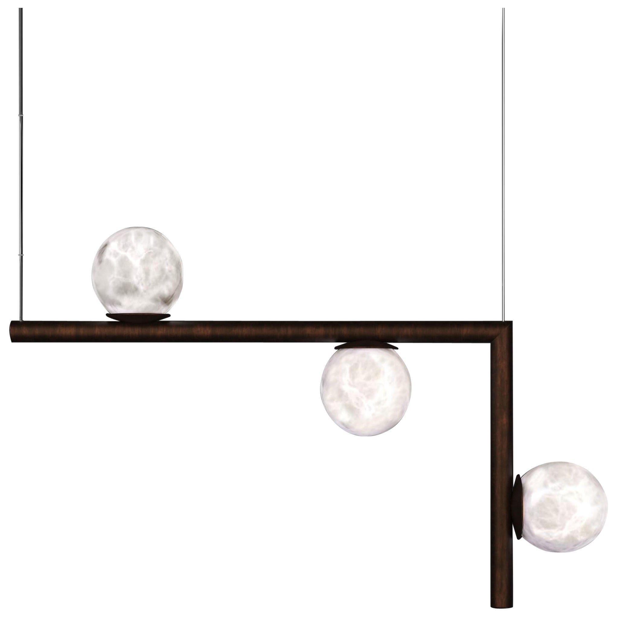 Ofione 2 Ruggine Of Florence Metal Pendant Lamp by Alabastro Italiano For Sale