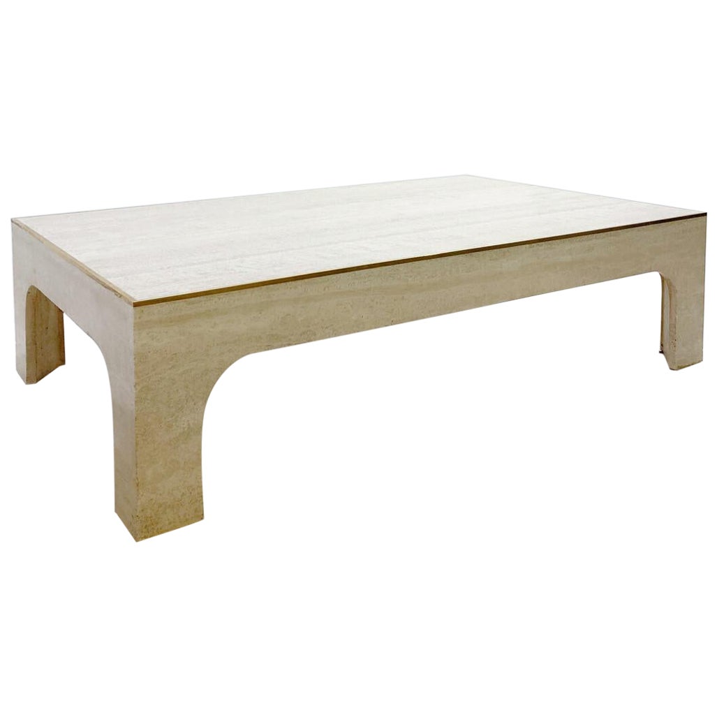 Mid-Century Modern Travertine Coffee Table by Willy Rizzo, Italy, 1960s For Sale