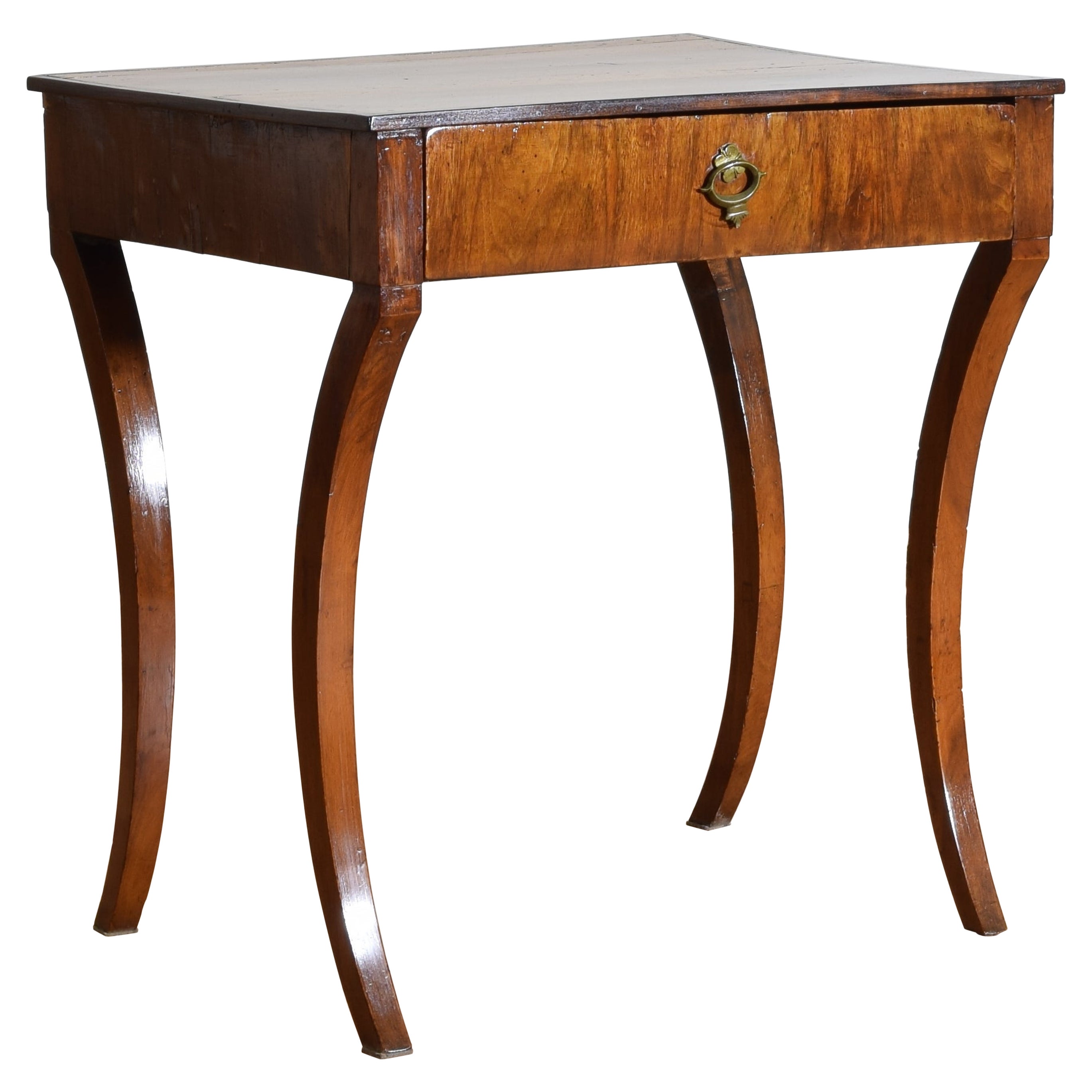Italian, Veneto, Neoclassic Walnut 1-Drawer Side Table, ca. 1810-1820