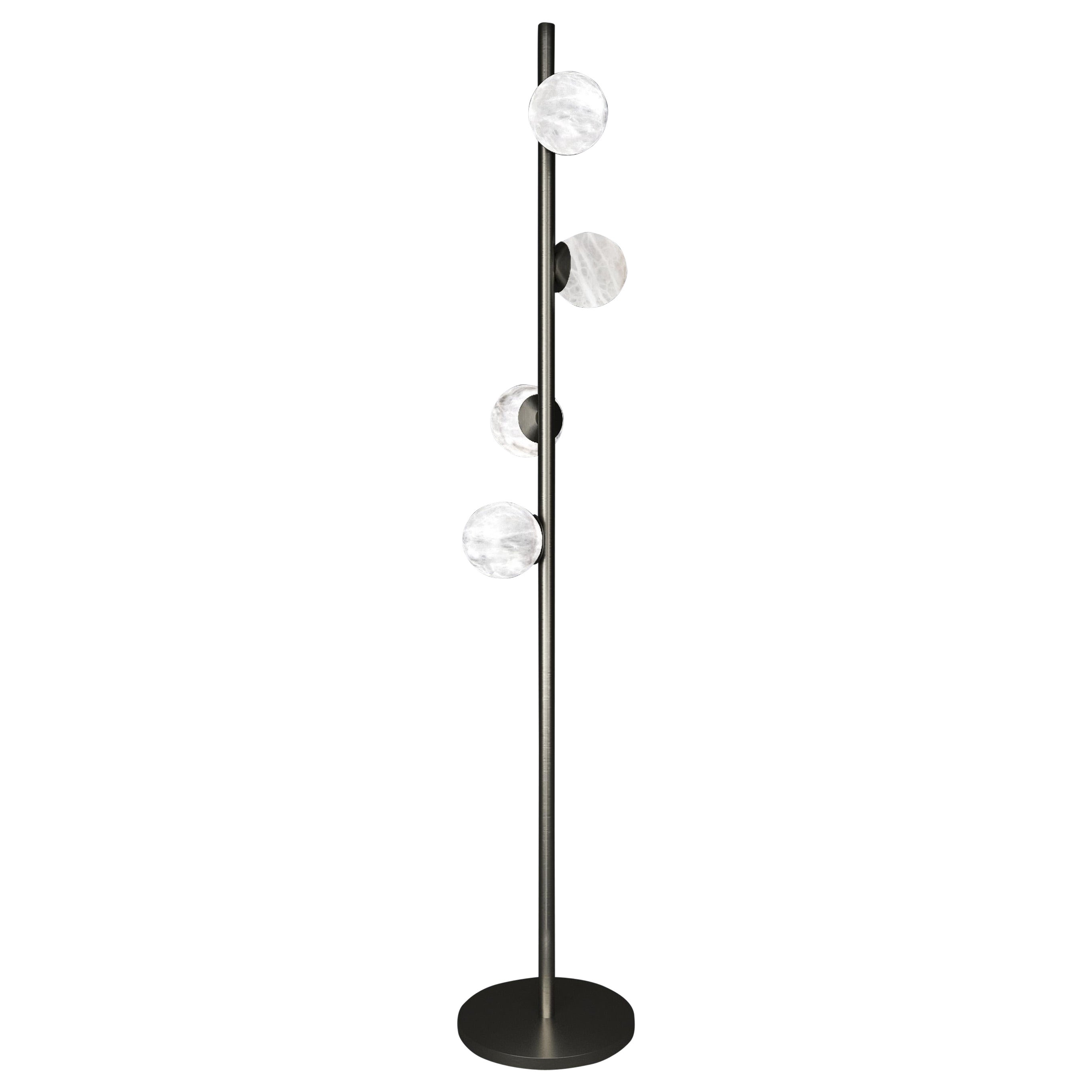 Ofione Brushed Black Metal Floor Lamp by Alabastro Italiano For Sale