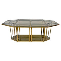 Retro Smoked Glass Brass Puzzle Dining Table, Italy, 1970's