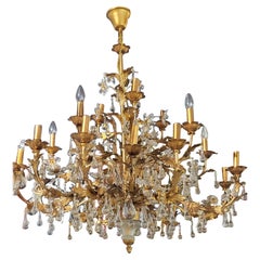 Antique Stunning, 1930’s Italian gilt metal, Murano crystal chandelier 100x90cm