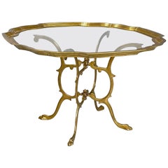 Retro Italian mid-century modern Coffee table in glass and brass, 1960s