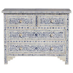 Blossom White Four Drawer Dresser with Blue Floral Pattern