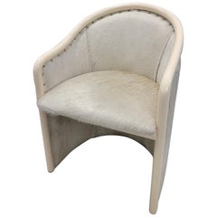 Retro Italian Cream Lacquer Barrel Back Occasional Chair by Tonon