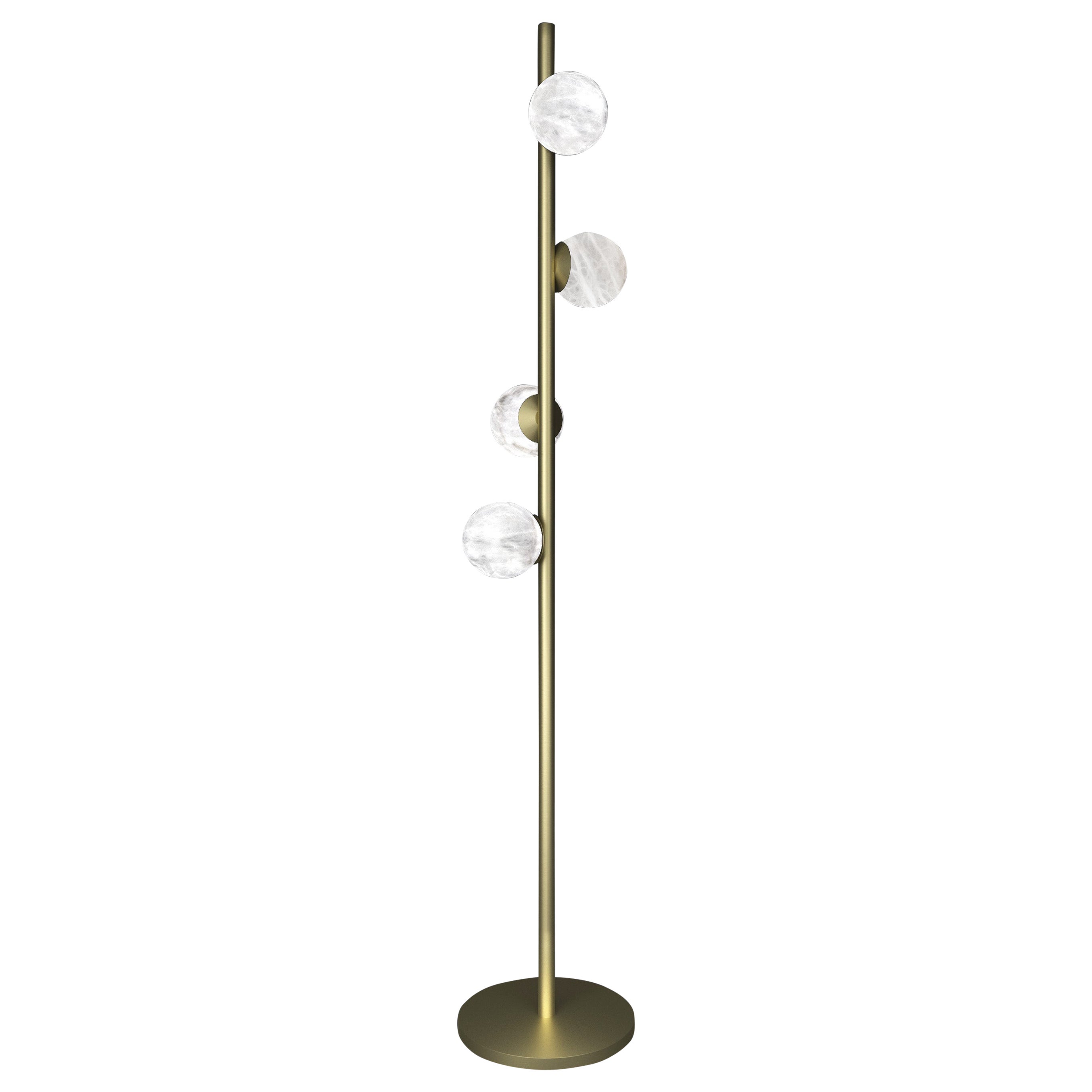 Ofione Brushed Brass Floor Lamp by Alabastro Italiano For Sale