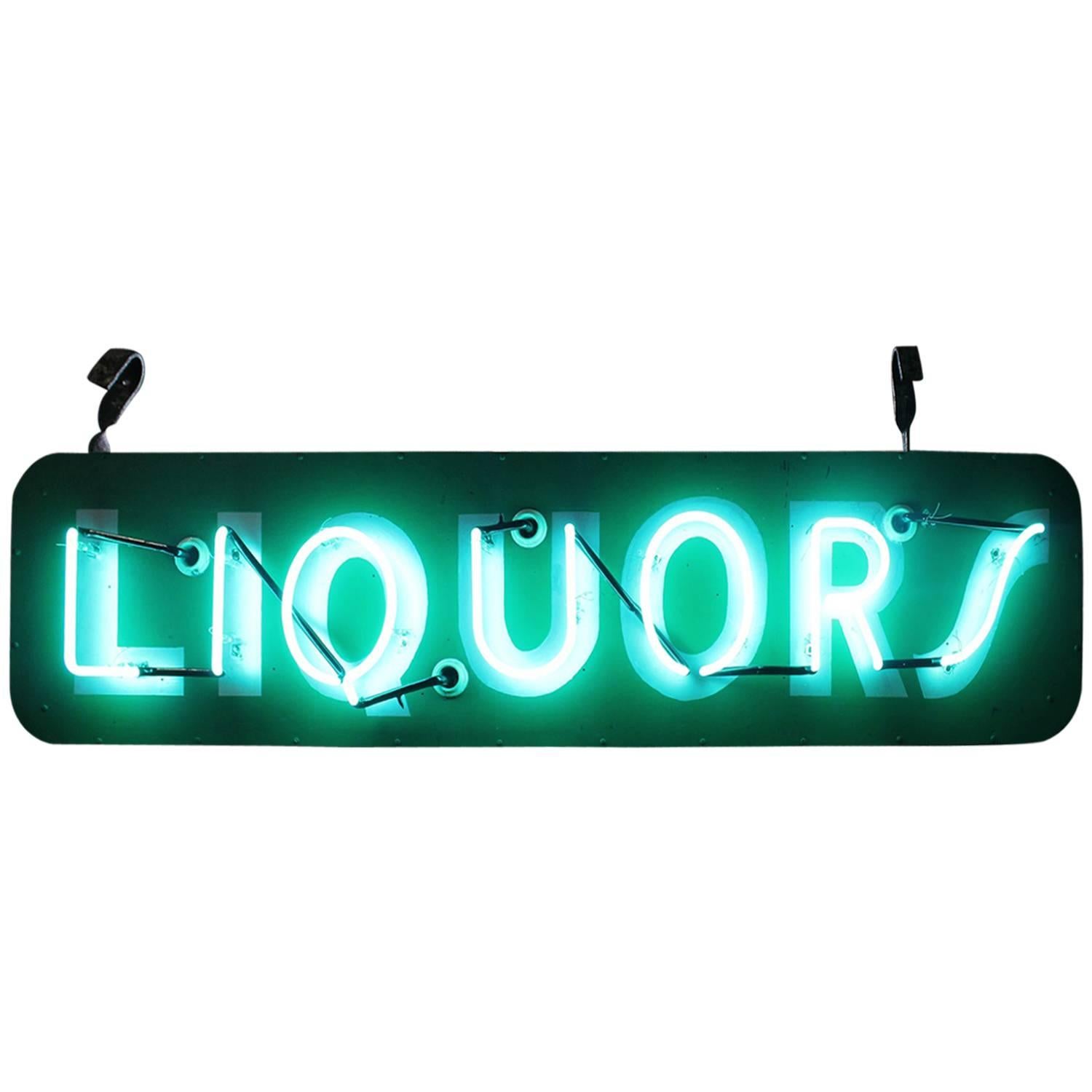 1950s Neon Sign Liquors For Sale