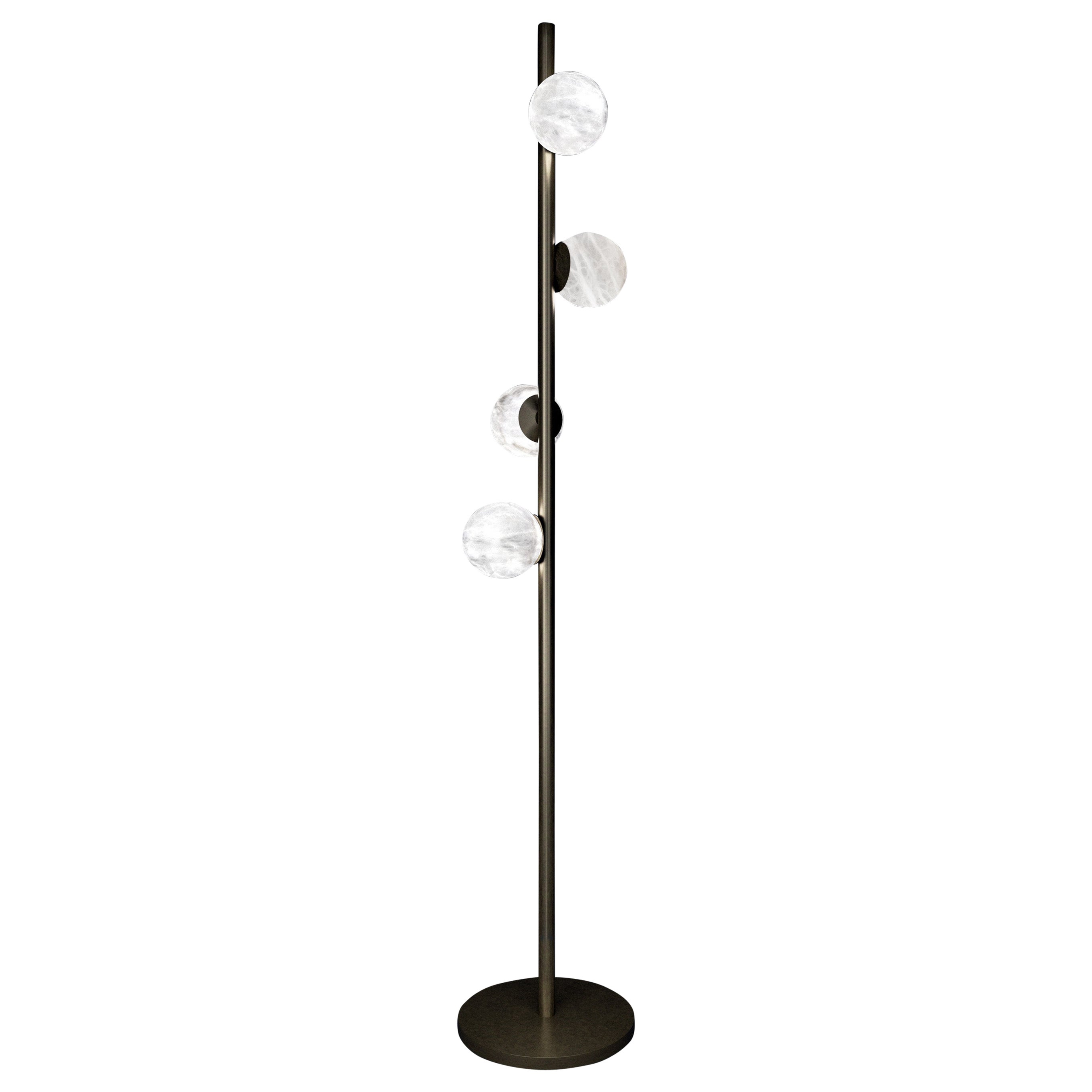 Ofione Brushed Burnished Metal Floor Lamp by Alabastro Italiano For Sale