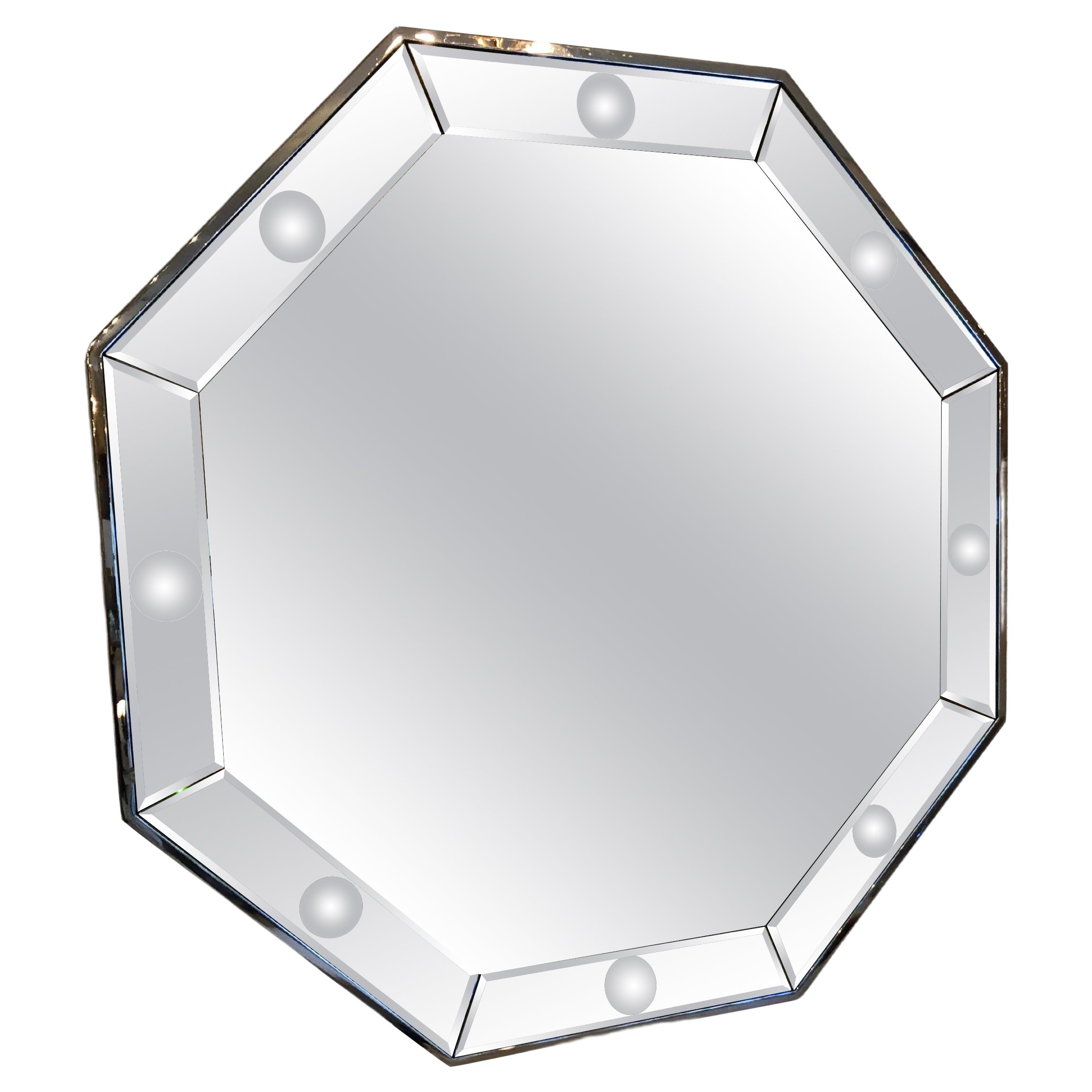 Glamorous Bunny Williams Octagonal Wall Mirror with Bubbles For Sale