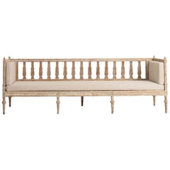 Antique 19th c. Swedish Gustavian Period Sofa Bench in Original Paint