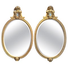 Pair Antique English Gold Leaf Mirrors with Wedgewood Plaques, Circa 1890.