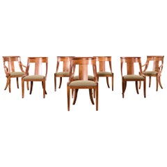 Set of Eight Empire Style Fruitwood Gondola Chairs by Baker 