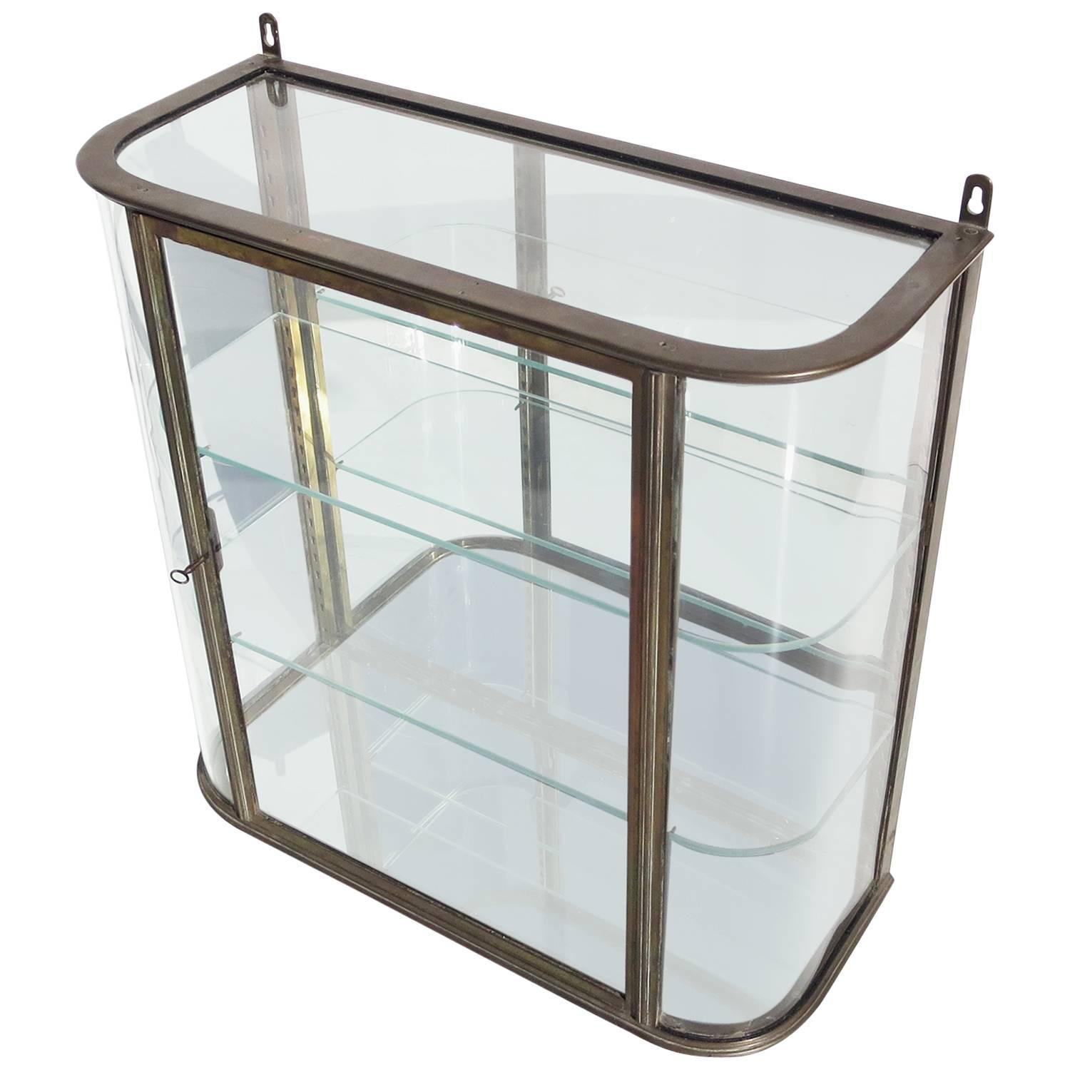 Bronze and Curved Glass WallMounted Vitrine at 1stdibs
