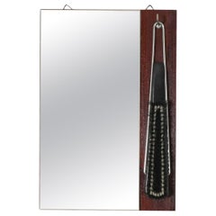 1960s Butler's Mirror and Brush on Teak Backboard