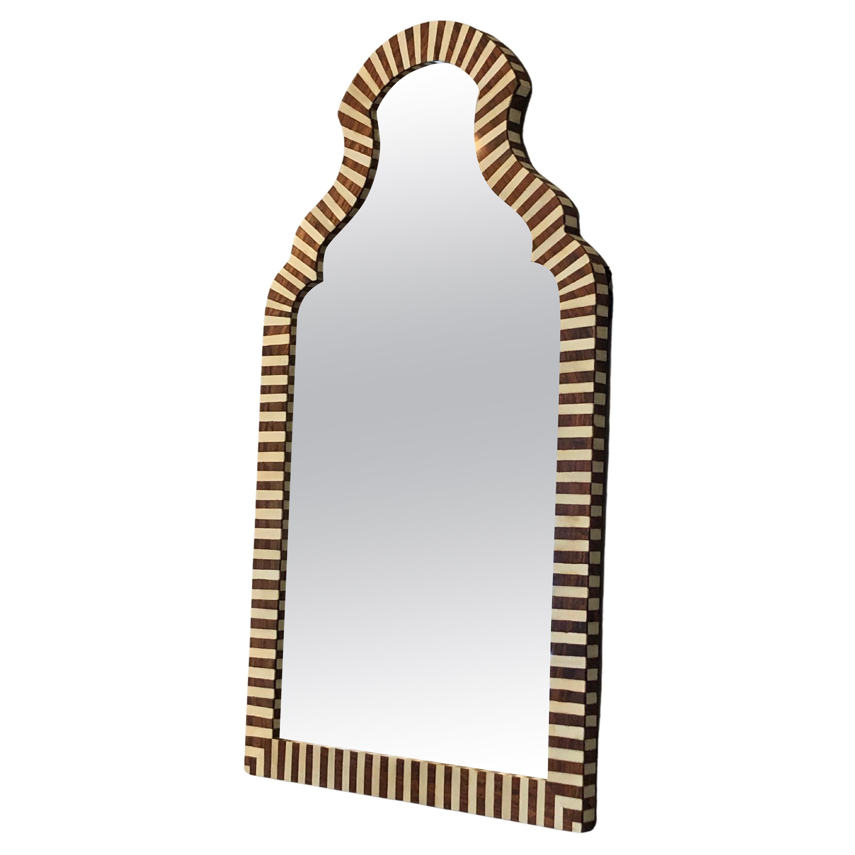 Stunning Inlay Bone and Rosewood Veneer Mirror  For Sale