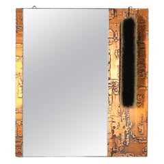 Santambrogio & De Berti Style Wall Mount Copper Butler's Mirror with Brush