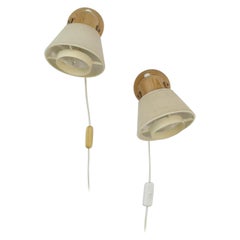 Mid-Century Pair of 1970's AB Solbackens Svarveri Pine Sconces