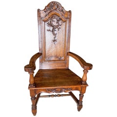 Antique Liège armchair dating from the 19th century, pretty sculpture 