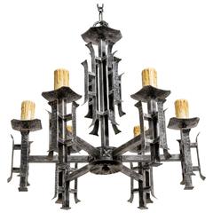 Asian Style Silvered Chandelier