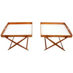 Pair of out of Production Mate Tray Coffee Side Tables by Achille Castiglioni