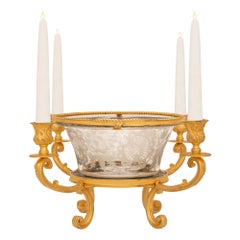 French 19th Century Louis XV St. Ormolu And Etched Glass Centerpiece