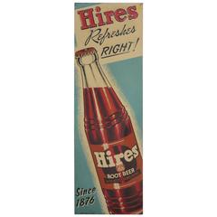 Vintage 1930s Embossed Metal Advertising Hires Sign