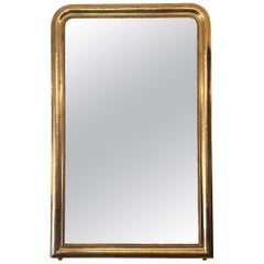 Antique French Louis Philippe Gold Leaf Mirror, Circa 1880.