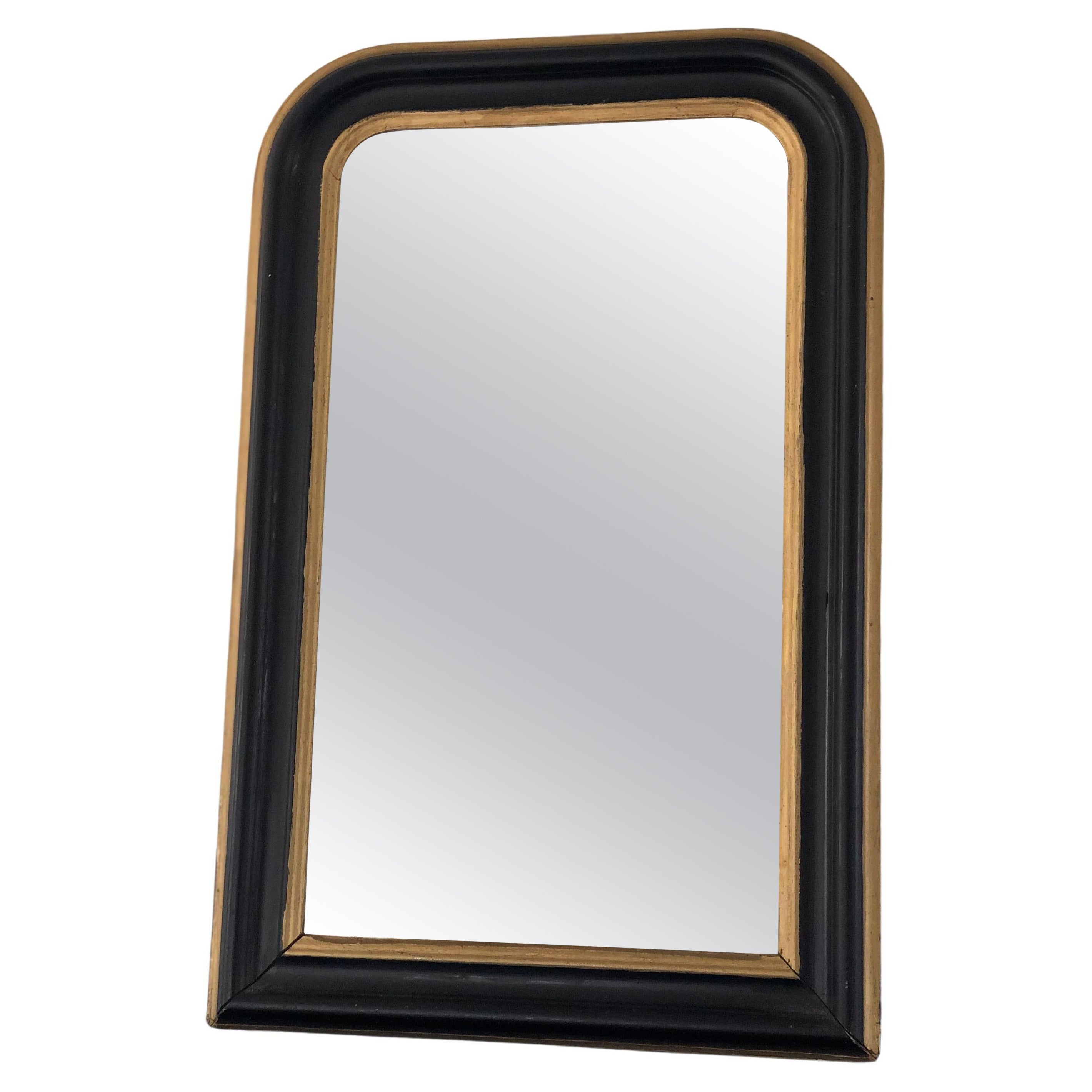  Antique Louis Philippe Mirror In Black and Gold France Late 19th Century 72/140 For Sale